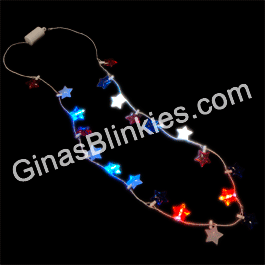 Blinky Lights - Americana - Single Strand Necklace - Red, White & Blue